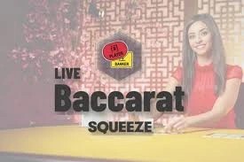 Baccarat Squeeze by Evolution, showcased at wolfy.casino – game logo